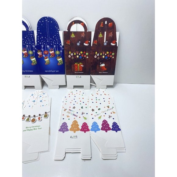 24pc Cute Foldable Cardboard Christmas Treat Boxes Cupcake Holders Holiday New - Picture 7 of 12